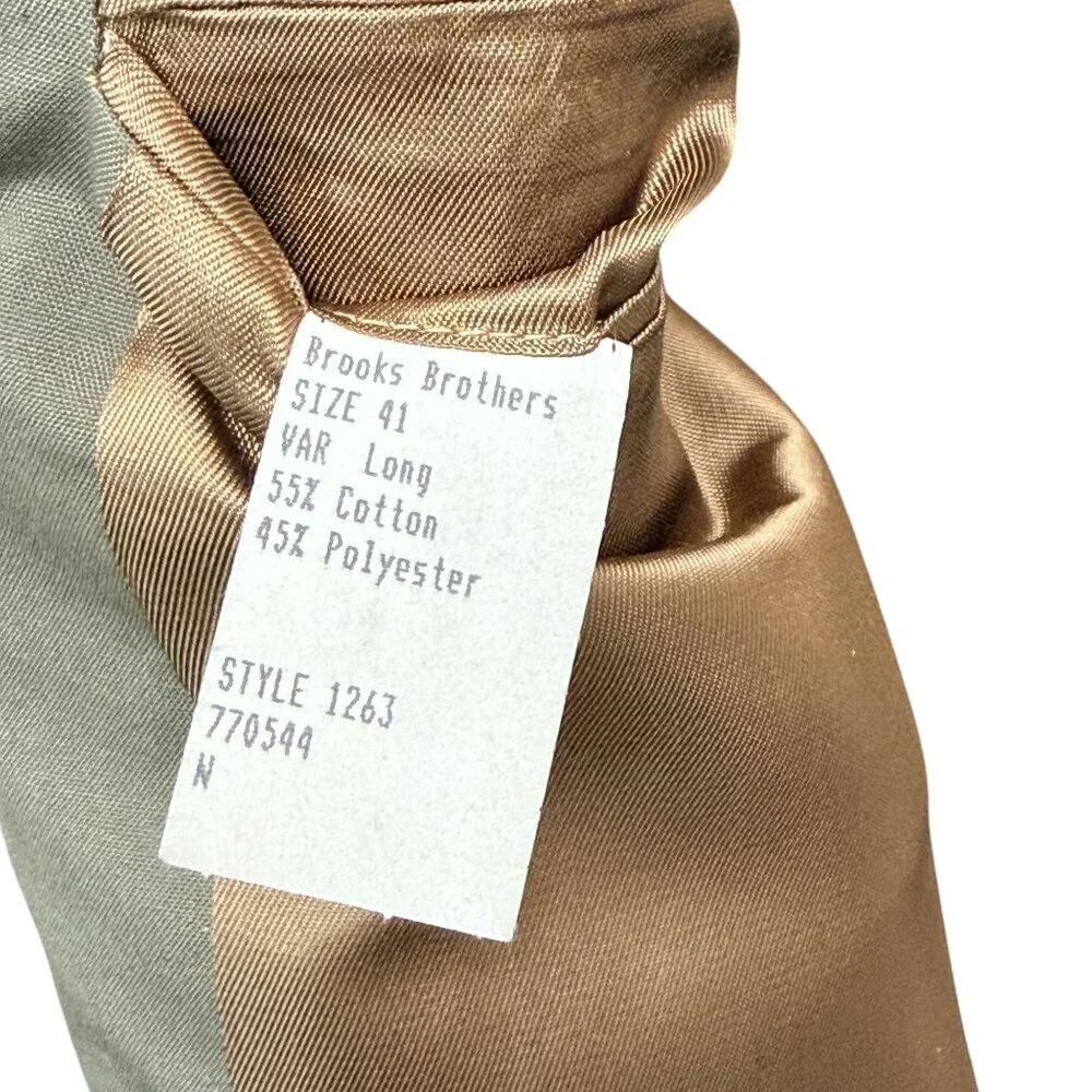 BROOKS BROTHERS  Mens Chino Blazer 41L Olive Green Classic Preppy Jacket